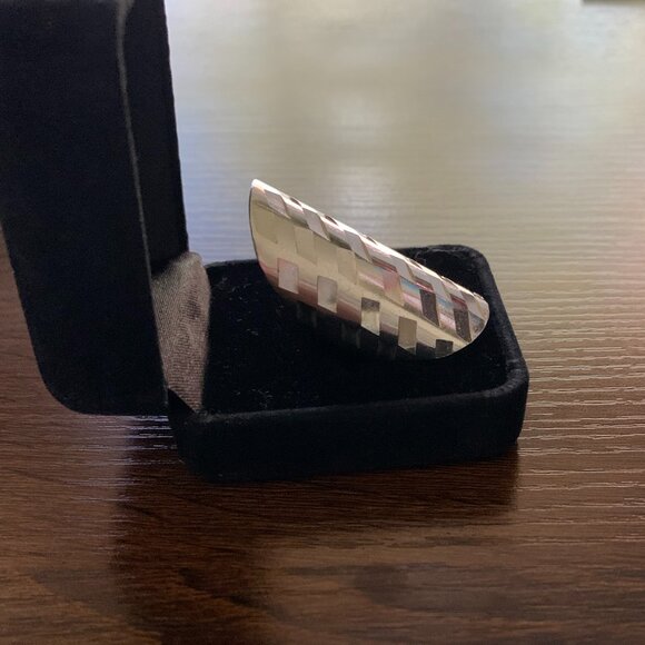 Vintage Woven Mexican Sterling Silver Ring 6 - Picture 3 of 8